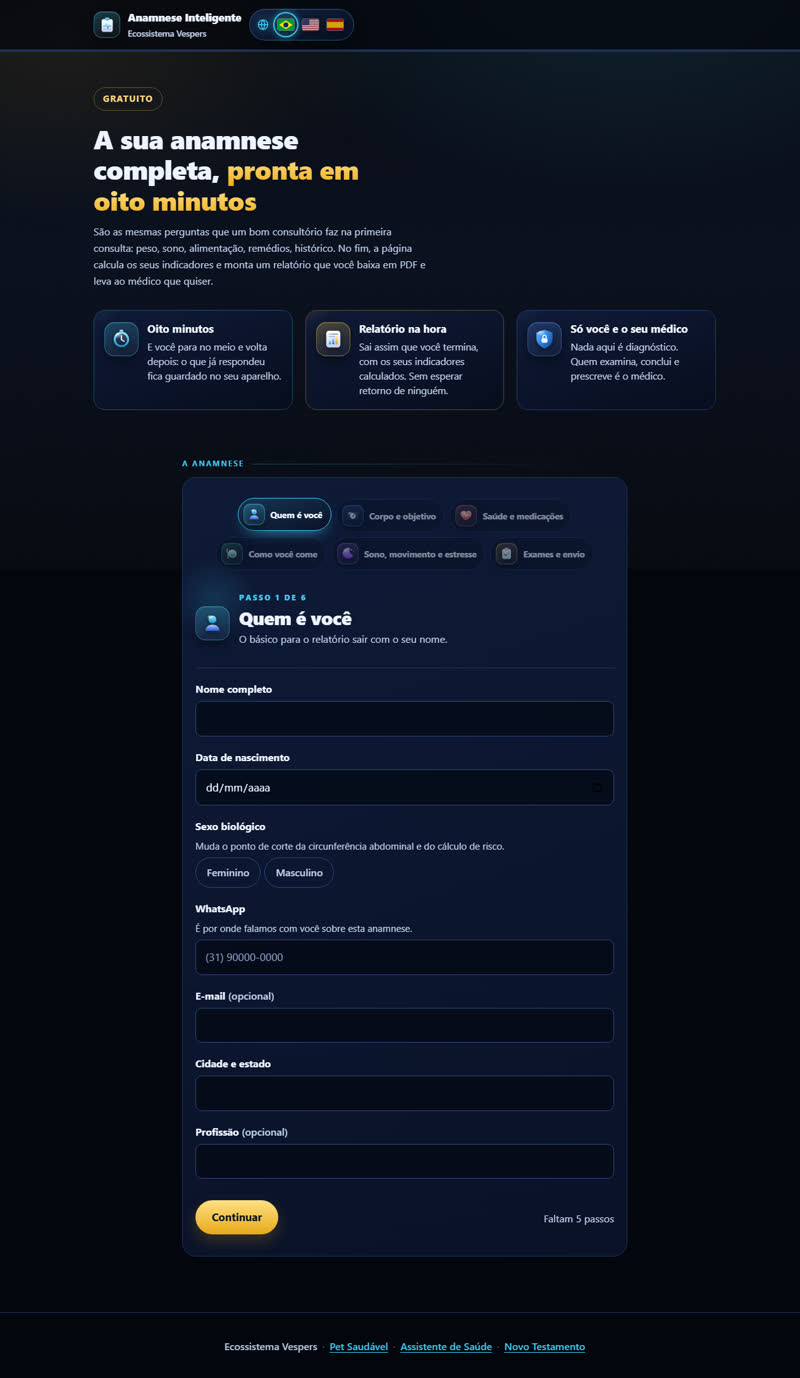 Tela da Anamnese Inteligente
