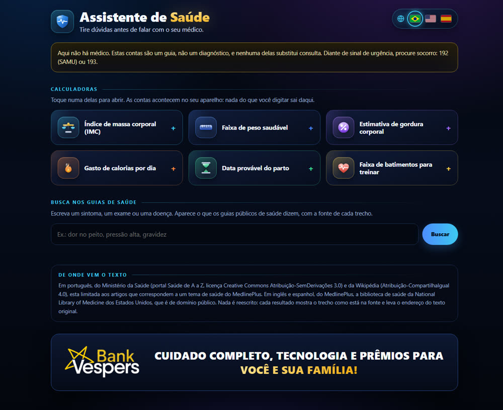 Tela do Assistente de Saúde