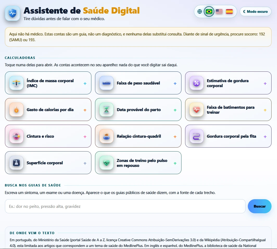 Tela do Assistente de Saúde